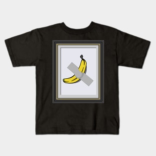 Banana Duct Taped To Wall Framed Kids T-Shirt